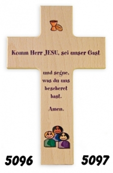 Buchenholzkreuz klein "Komm Herr Jesu...."