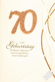 Geburtstagskarte gold/beige 70. Geburtstag