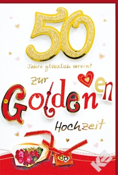3D-Glückwunschkarte Goldenen Hochzeit