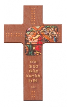 Buchenholzkreuz groß "Jesus mit Kreuz"