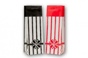 Flaschentragetasche Streifendesign schwarz oder rot