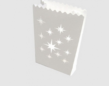 Lichtertüte weiß, 2er Set, ca. 18 x 11 x 6 cm