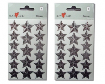 Susy Card Stickers Sterne metallic silberfarbig 1 Bogen