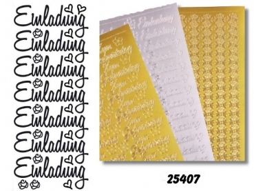 Sticker silberfarbig EINLADUNG 24 x 10 cm MEYCO