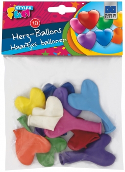 Luftballons 10er HERZ-Form farbig sortiert