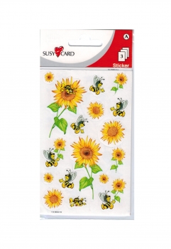 Schmucketiketten / Stickers "Sonnenblumen/Bienen" SUSYCARD