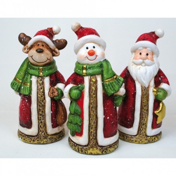 Dekofigur Weihnachtsmann, Elch und Schneemann ca. 11,5 cm
