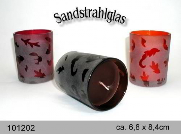 Kerze im Sandstrahlglas