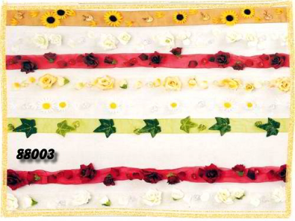 Organza-Tischdekobänder 90 cm mit Blumen