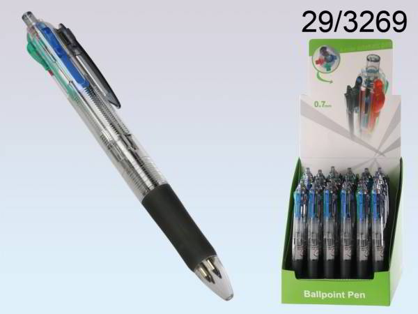 Vierfarb-Kugelschreiber transparent