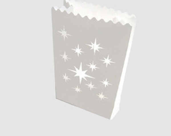 Lichtertüte weiß, 2er Set, ca. 18 x 11 x 6 cm