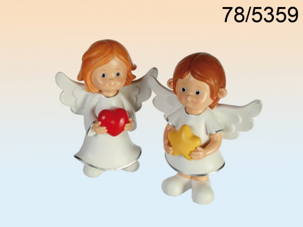 Engelfigur / Schutzengel stehend mit Stern oder Herz