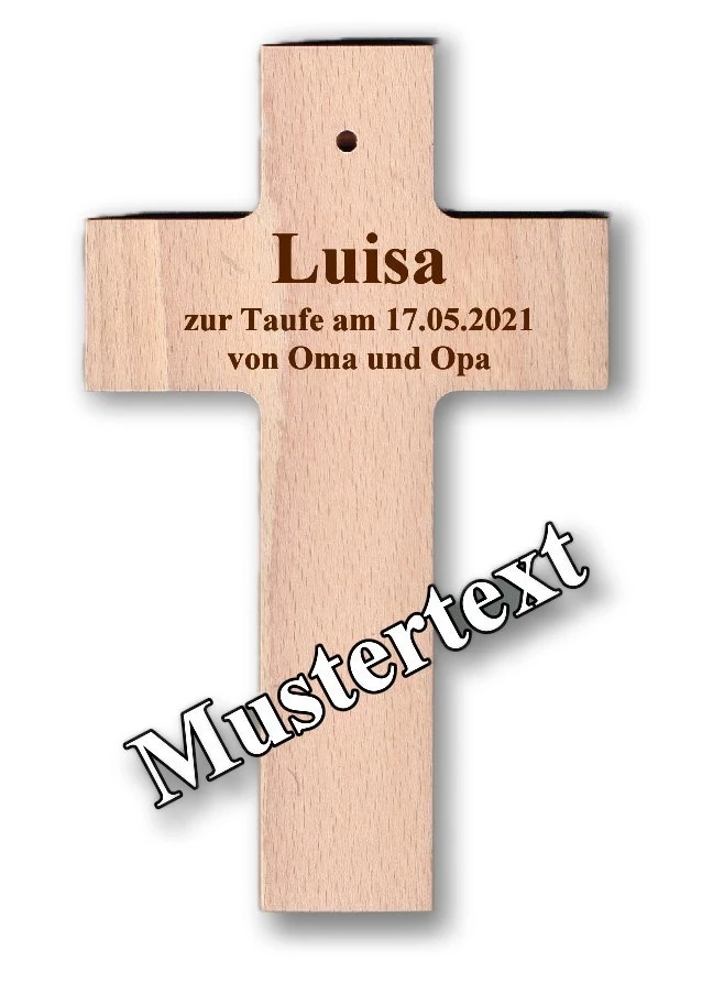 Kreuz aus Buchenholz "Der Herr ist mein Licht"