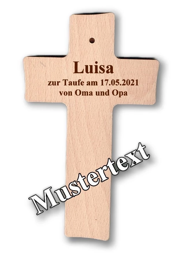 Kreuz aus Buchenholz "Ich bin klein......"