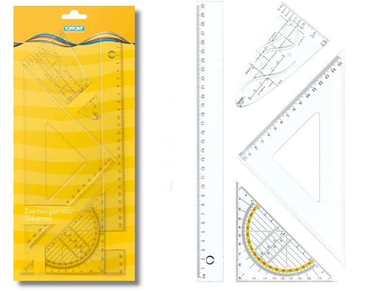 Geometrieset / Linealset / Zeichengarnitur für Schule