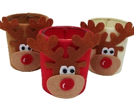 Windlichtglas mit Filzbezug RUDOLPHO