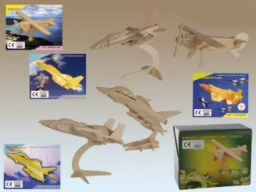 3er-Set Holzpuzzle 3D FLUGZEUGE