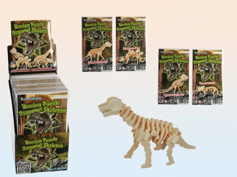 3er-Set Holzpuzzle 3D DINOSAURIER