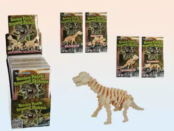 3er-Set Holzpuzzle 3D DINOSAURIER