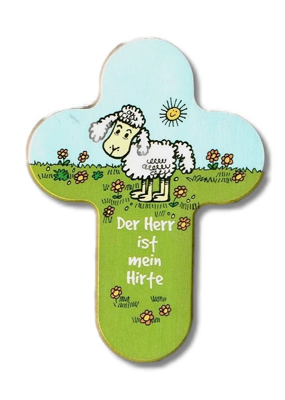 Kreuz aus Buchenholz "Der Herr ist mein Hirte"