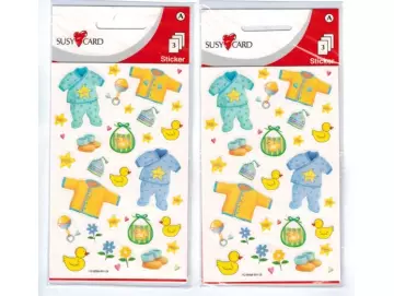 Schmucketiketten / Stickers "GEBURT-blau"
