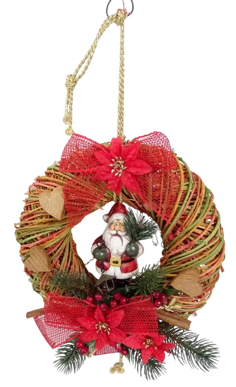 Dekorativer Türkranz mit Weihnachtsmann