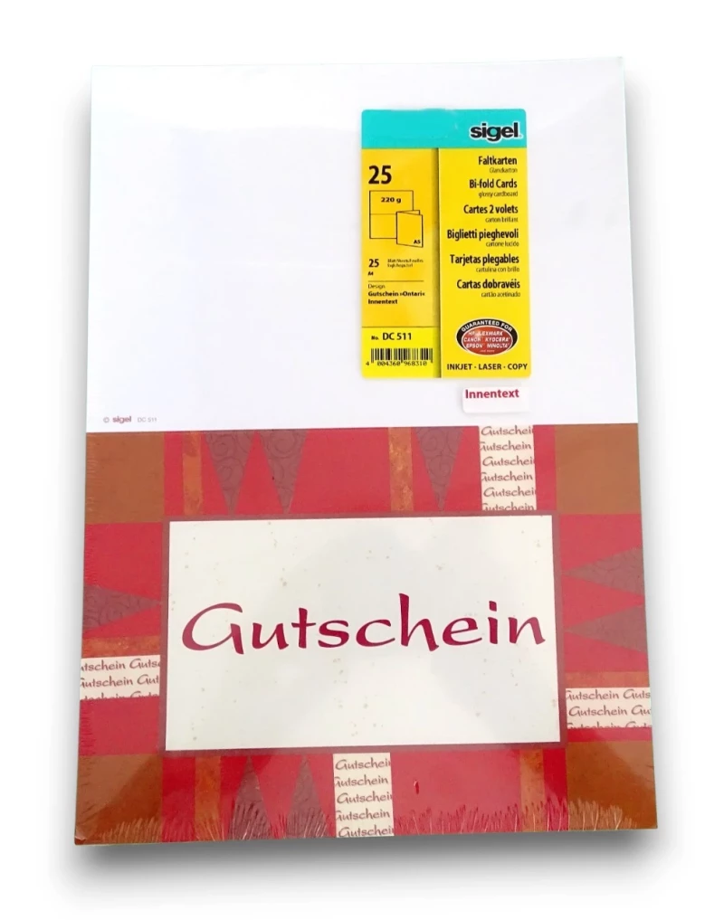 GUTSCHEIN-Karten 25er-Packung mit Innentext SIGEL