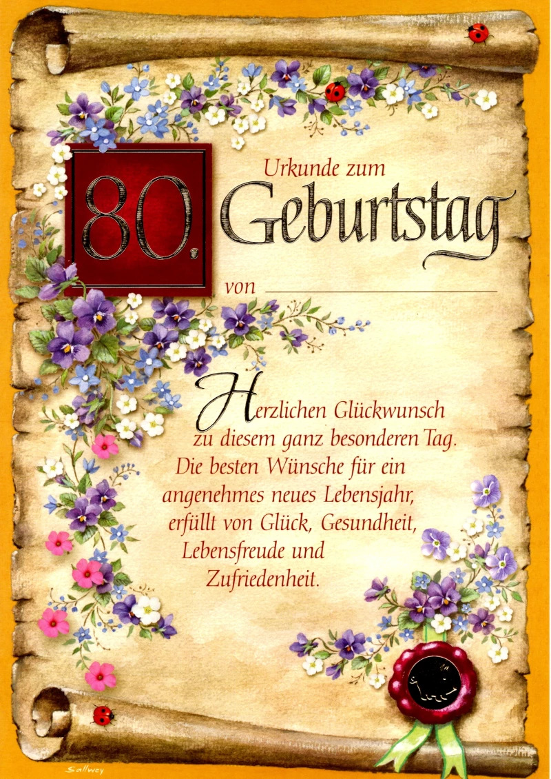 Geburtstagskarte A4 groß 80. Geburtstag