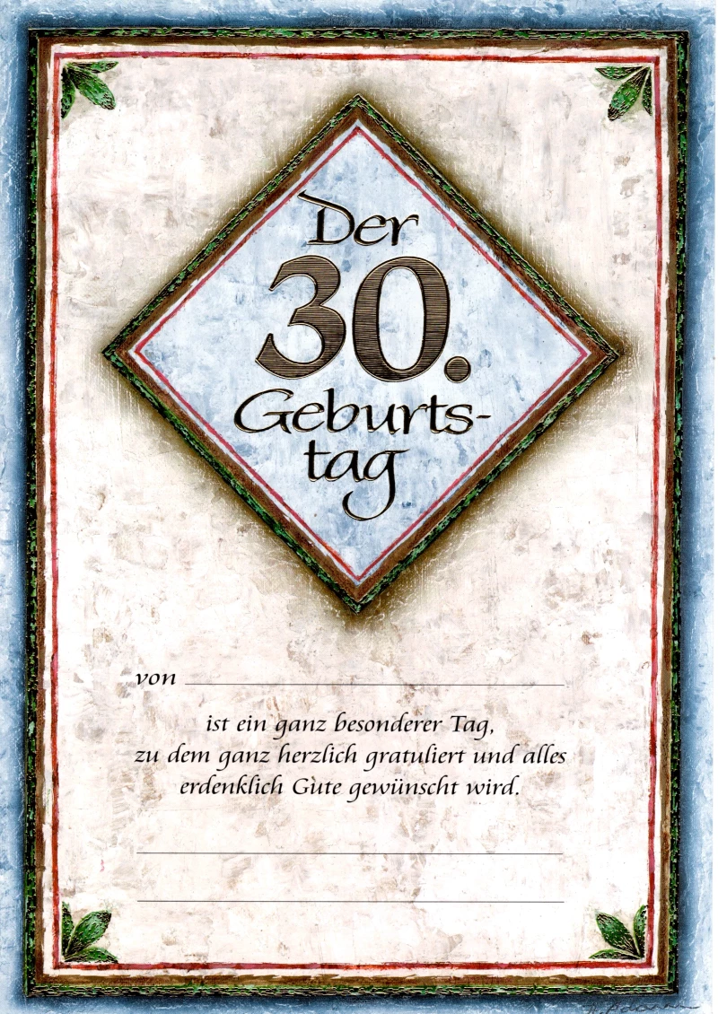 Geburtstagskarte A4 groß 30. Geburtstag