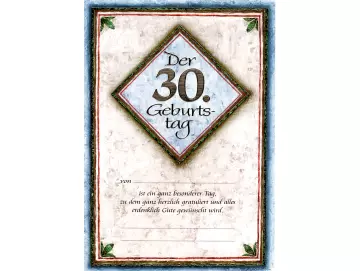 Geburtstagskarte A4 groß 30. Geburtstag