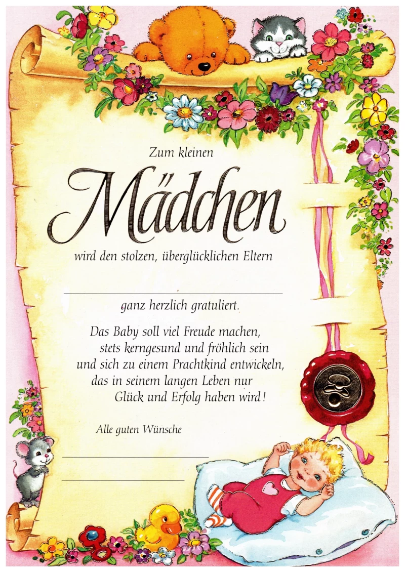 Glückwunschkarte A4 groß MÄDCHEN