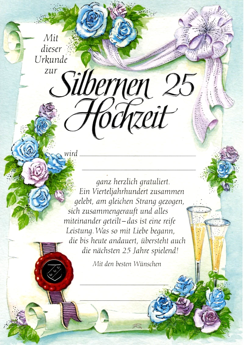 Silberhochzeit-Karte (25) A4 groß