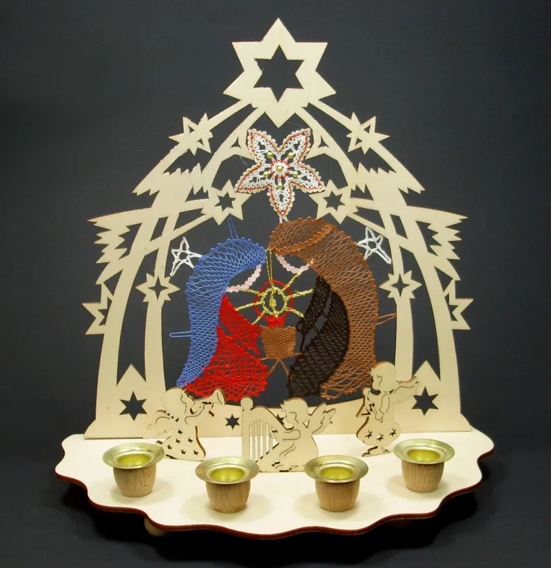 Klöppelbrief Hl. Familie für Sternenbogen auf Platte