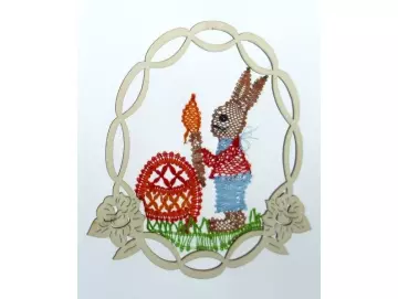 Klöppelbrief Malerhase für gewellten Ovalrahmen