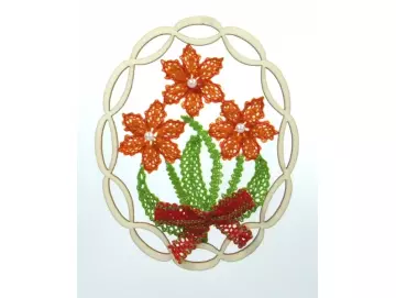 Klöppelbrief Blumen für gewellten Ovalrahmen