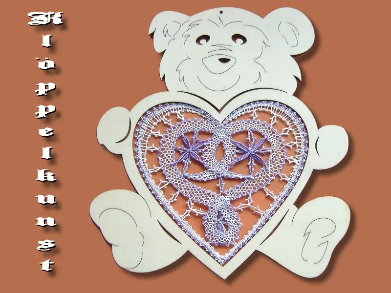 Klöppelbrief für Fensterbild Bär mit Herz