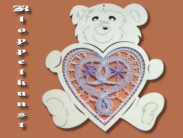 Klöppelbrief für Fensterbild Bär mit Herz