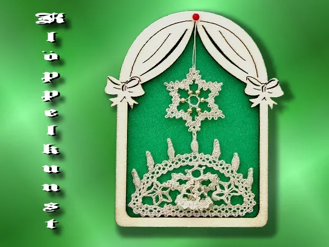 Klöppelbrief für Bogen-Serie mit Vorhang