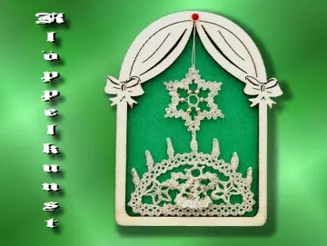 Klöppelbrief für Bogen-Serie mit Vorhang