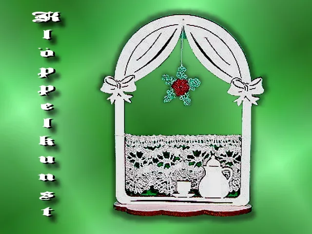 Klöppelbrief für Bogen-Serie mit Vorhang