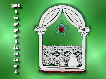 Klöppelbrief für Bogen-Serie mit Vorhang