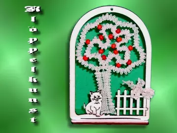 Klöppelbrief für Bogen-Serie mit Zaun