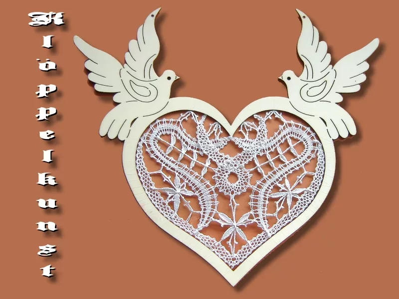 Klöppelbrief für Fensterbild Taubenherz