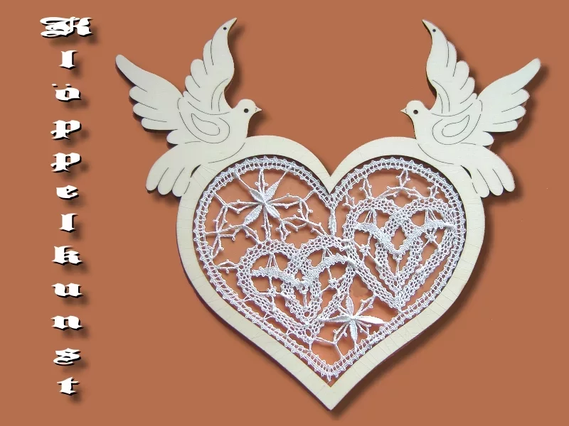 Klöppelbrief für Fensterbild Taubenherz