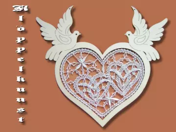 Klöppelbrief für Fensterbild Taubenherz