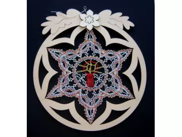 Klöppelbrief für große Holzkugel mit Innenstern