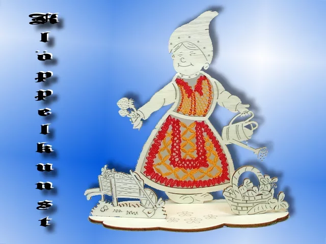 Klöppelbrief für Stecksystem Zwergenfrau