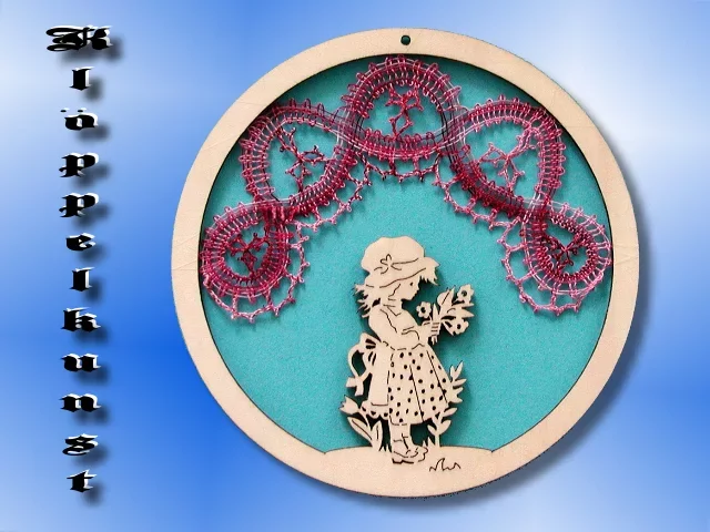 Klöppelbrief für Mobilering mit Figur