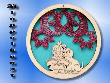 Klöppelbrief für Mobilering mit Figur