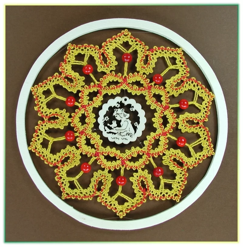 Klöppelbrief für Rundrahmen 3er